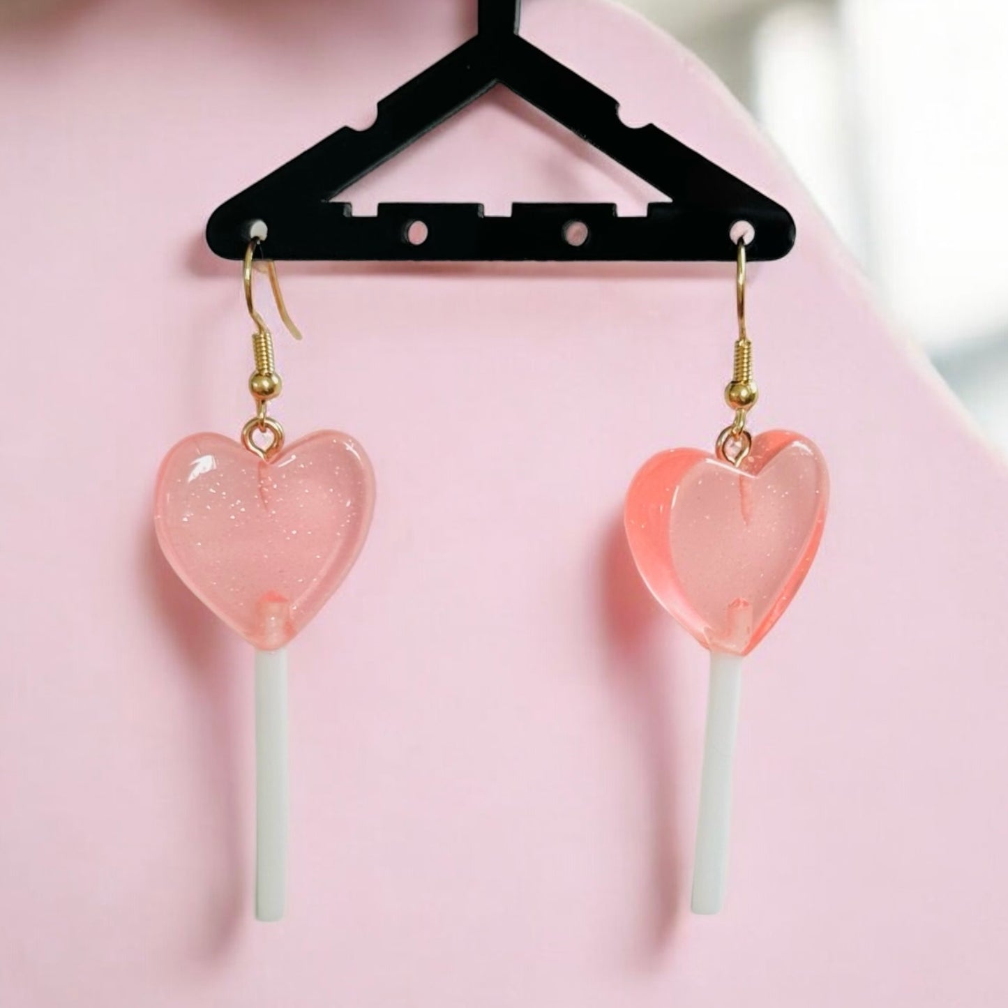 Heart Lollipop Earrings - Peachy Pink