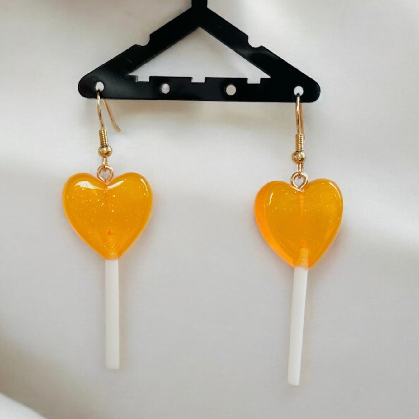 Heart Lollipop Earrings - Orange