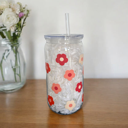 Pink Flowers - 16oz Plastic Cup