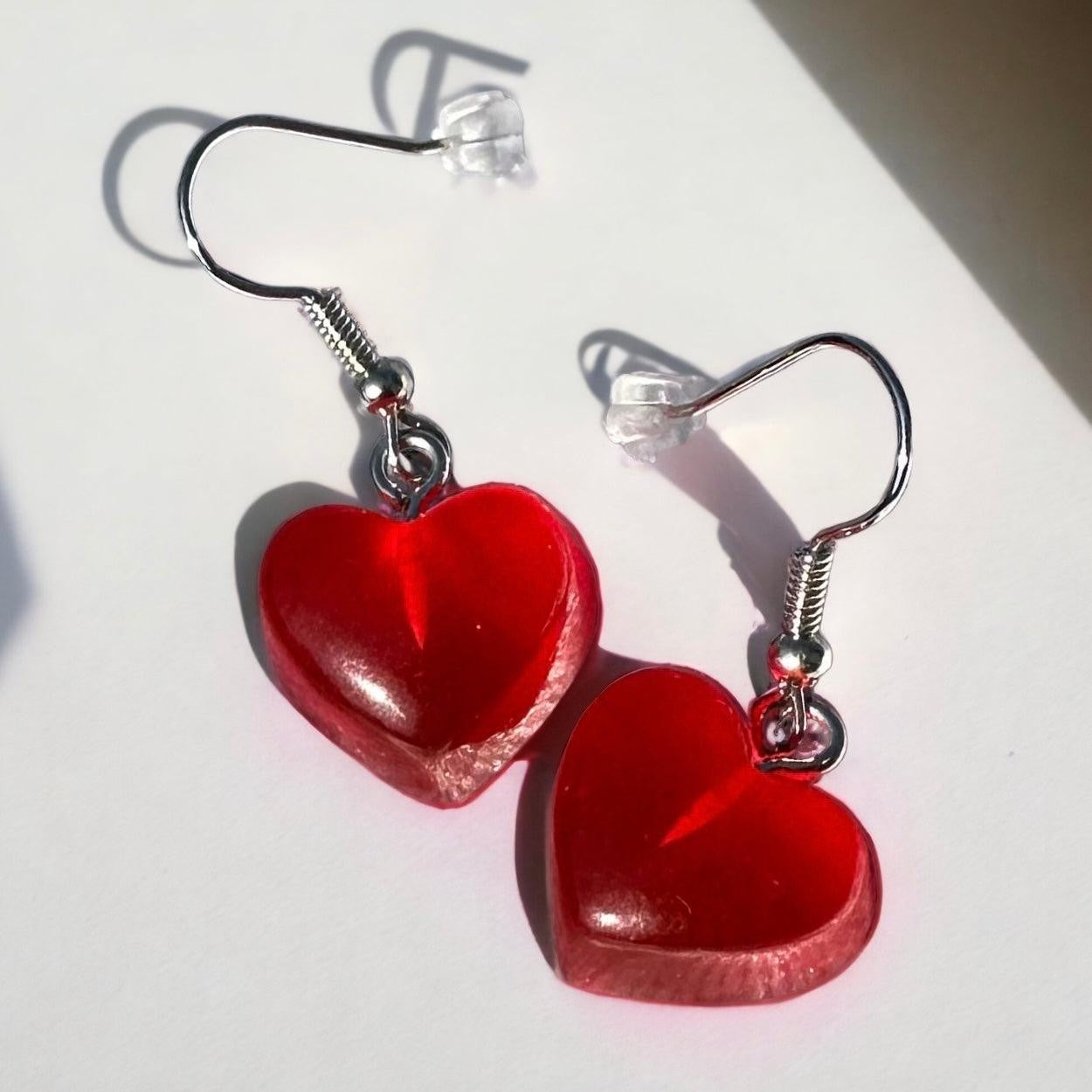 Jelly Heart Earrings - Strawberry