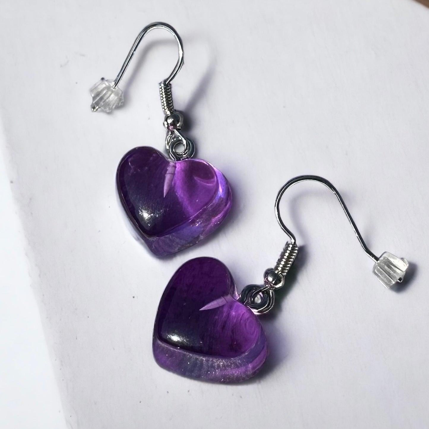 Jelly Heart Earrings - Purple