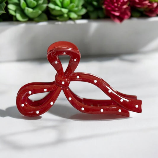 Red Spotty Bow Clip